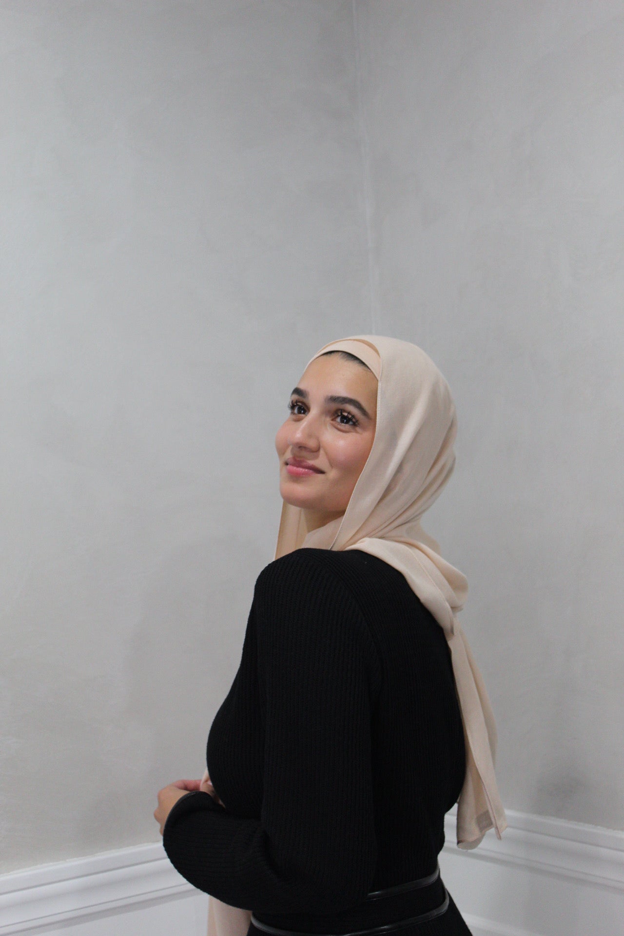Bamboo Woven Modal Hijab Set ~ Ivory Cream