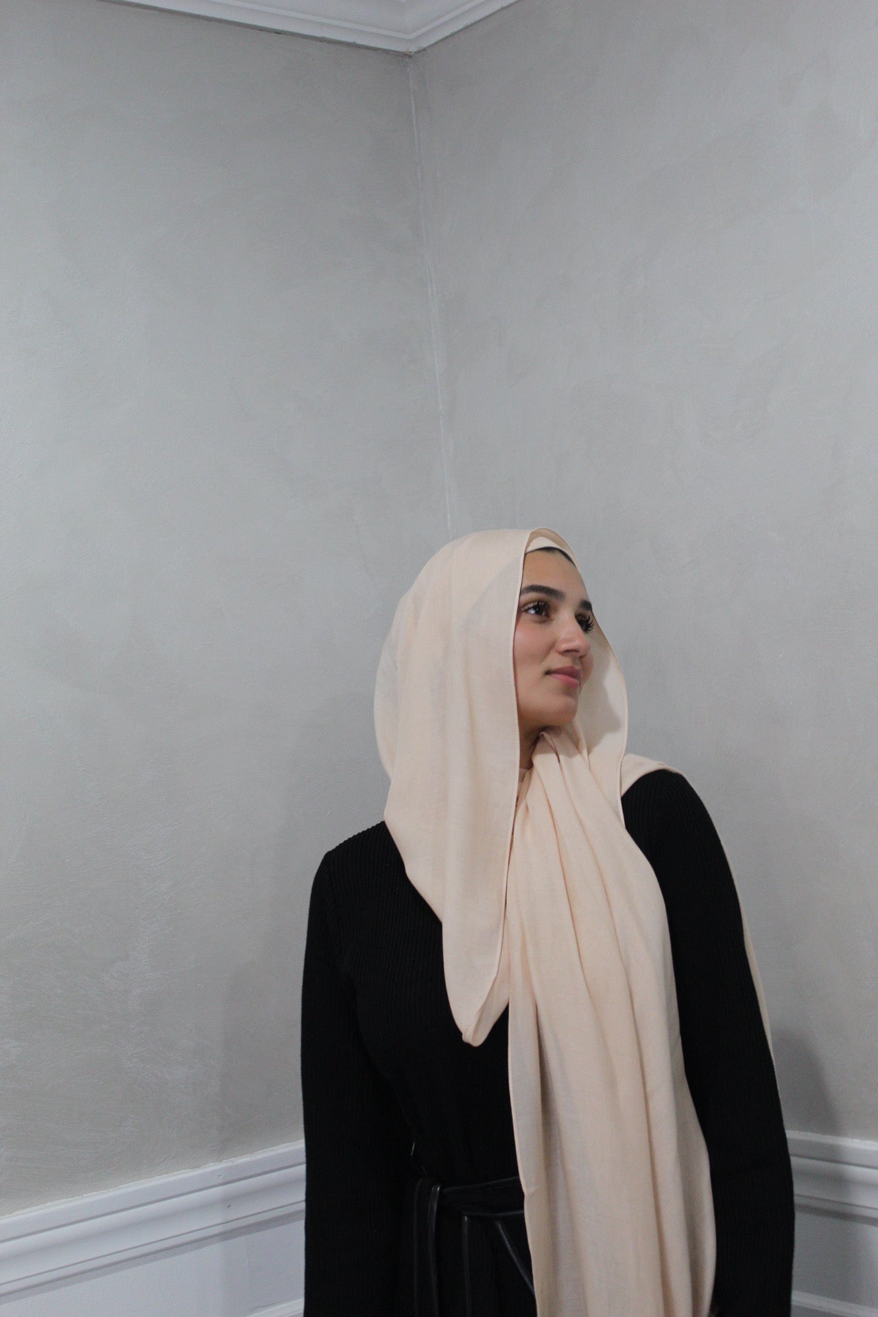 Bamboo Woven Modal Hijab Set ~ Ivory Cream