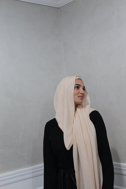 Bamboo Woven Modal Hijab Set ~ Ivory Cream